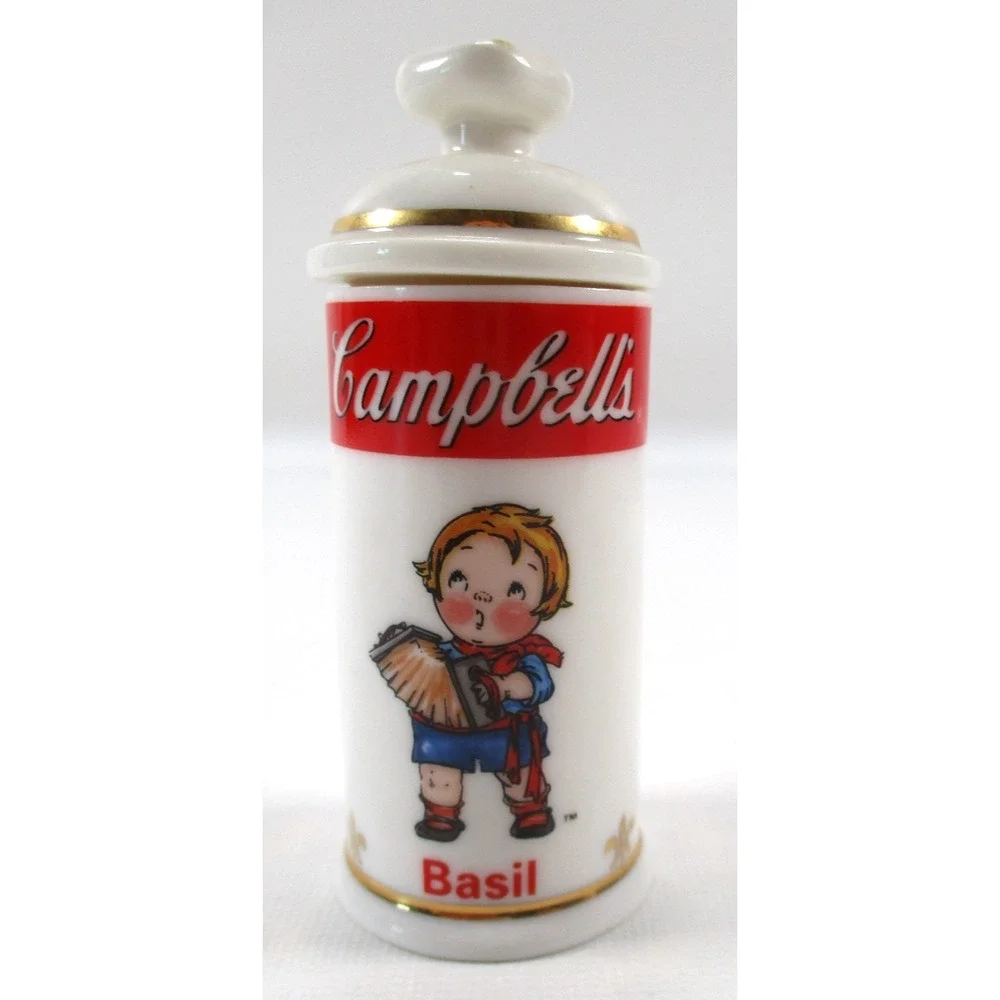 VTG 1995 Campbell's Soup Ceramic Basil Spice Jar, 4